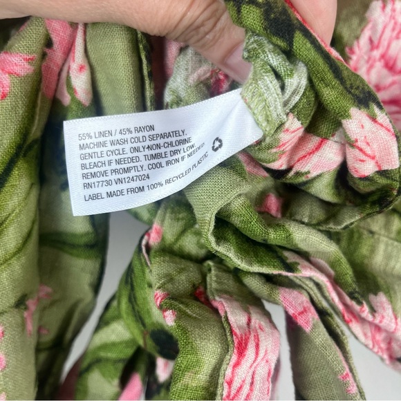 Agua Bendita x Target Peony Tie Wrap Top Floral Linen Blend Beach Small - Picture 10 of 11